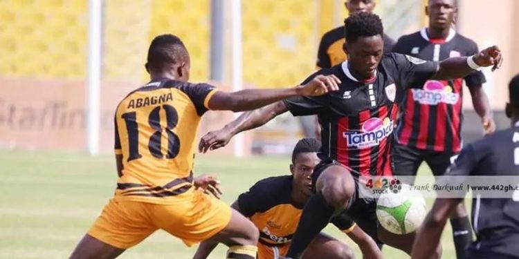 AshGold and Inter Allies league action at the Accra stadium in 2020/21 Ghana premier league
