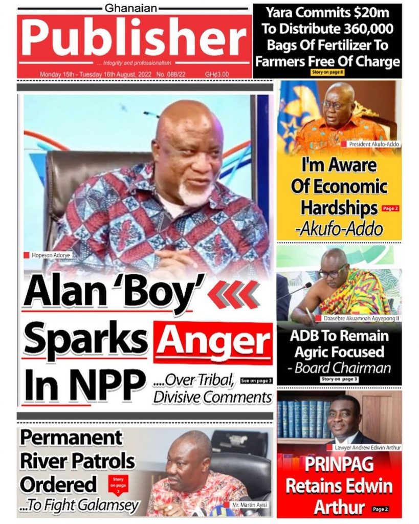 Ghanaian Publisher Newspaper - August 15