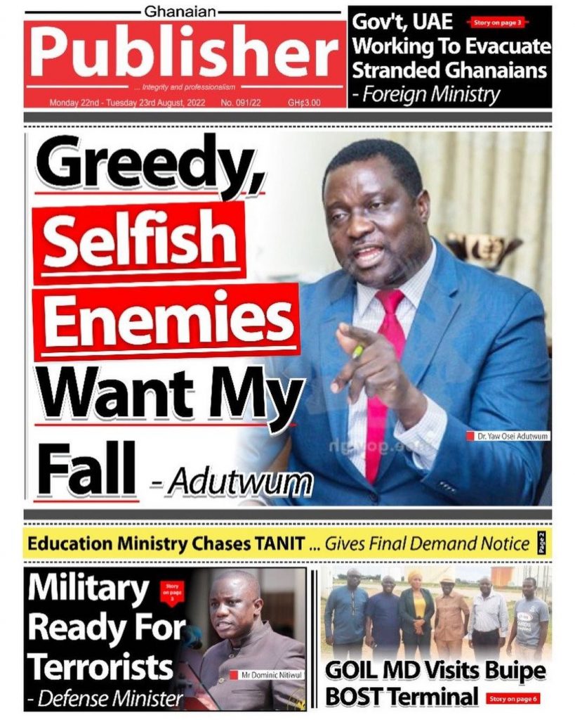 Ghanaian Publisher Newspaper - August 22