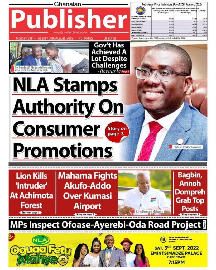 Ghanaian Publisher Newspaper - August 29