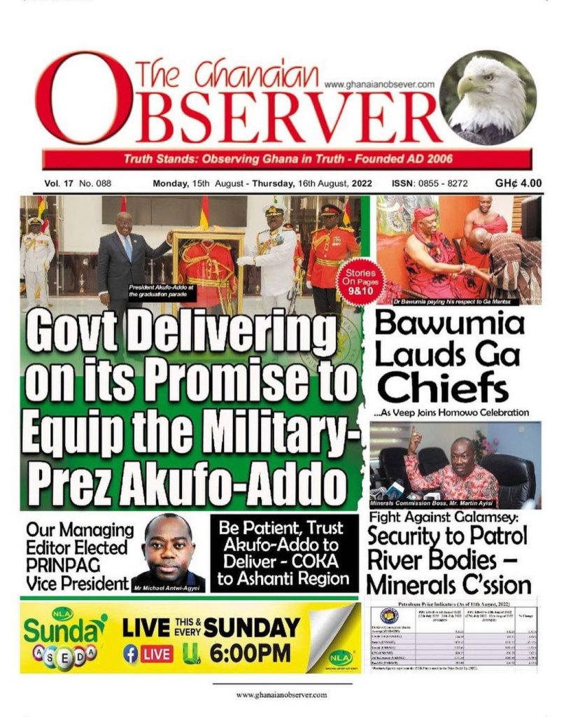 The Ghanaian Observer Newspaper - August 15