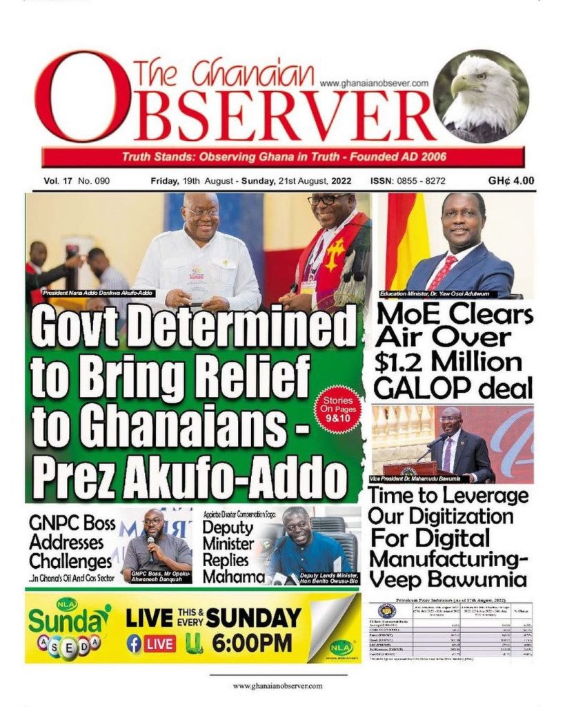 The Ghanaian Observer Newspaper - August 19