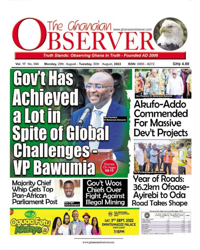 The Ghanaian Observer Newspaper - August 29