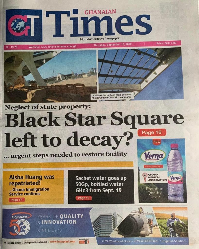 Ghanaian Times Newspaper - September 15