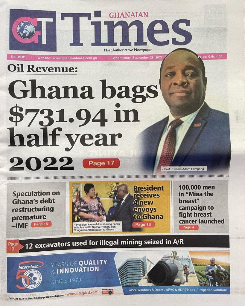 Ghanaian Times Newspaper - September 28