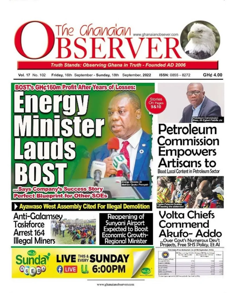 The Ghanaian Observer Newspaper - September 16