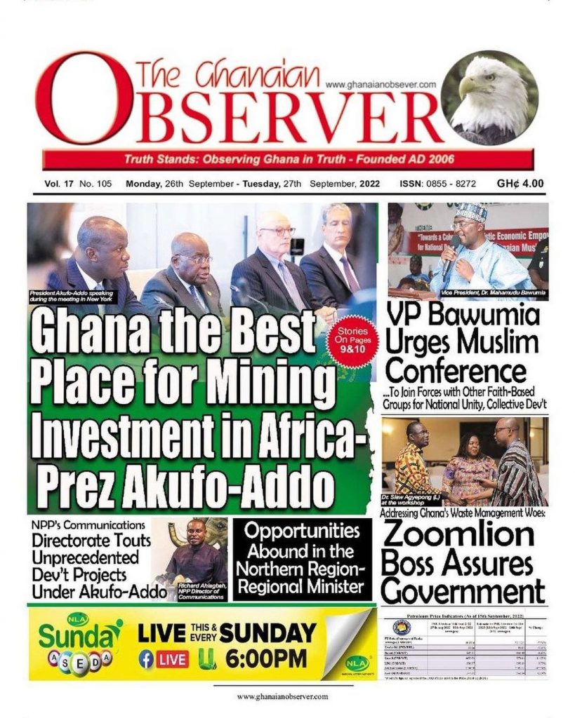 The Ghanaian Observer Newspaper - September 26