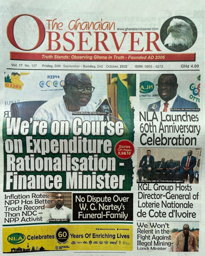 The Ghanaian Observer Newspaper - September 30