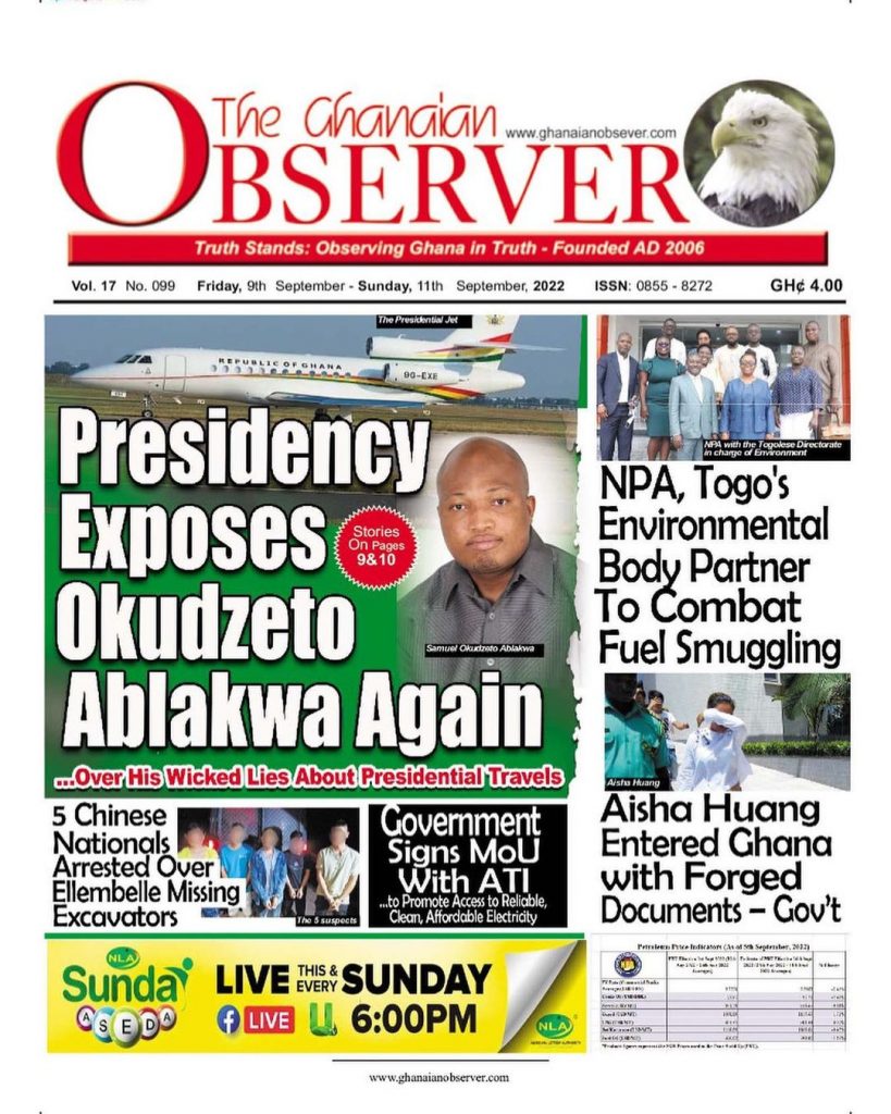 The Ghanaian Observer Newspaper - September 9