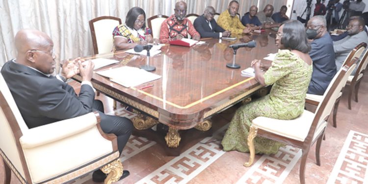 President Akufo-Addo (left) addressing the delegation from MiDA. Picture: SAMUEL TEI ADANO
