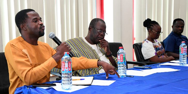 Panellists at the public forum on declaration of assets by office holders and the fight against corruption in Ghana. They are from left: Mannase Azure, Investigative Journalist; Vitus Azeem, Anti-corruption Crusader; Beauty Amefa Nartey, Executive Secretary, Ghana Anti-Corruption Coalition and Justice Abdulai, Lecturer at the University of Professional Studies. Picture: EBOW HANSON