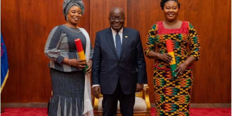 Akufo-Addo swears Gender Ministers into office; Urges balance between Parliamentary and Executive roles